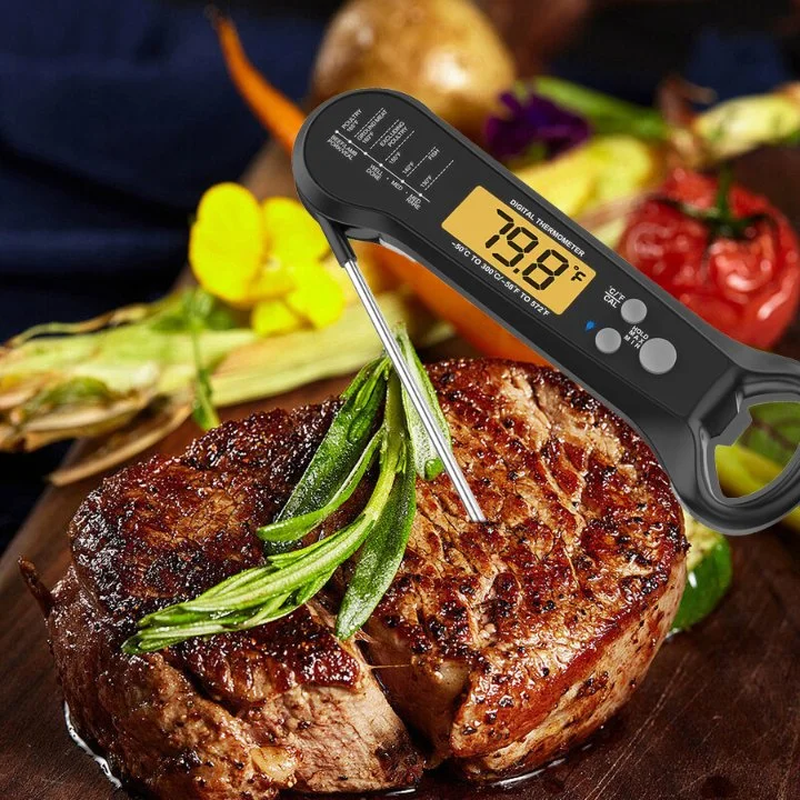 Termômetro 2022 de New Digital com o termômetro de carne de dobramento da ponta de prova para cozinhar o termômetro do agregado familiar